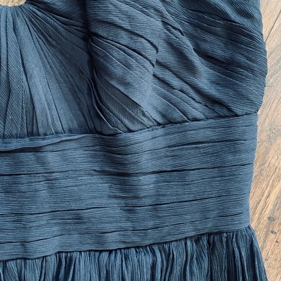 J. Crew Marbella Long Dress 2 2P Navy Silk Chiffon - Picture 4 of 5